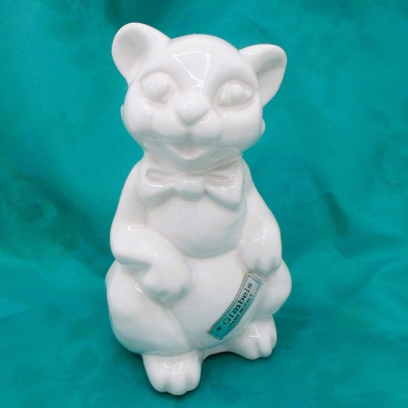 Gimbels White Porcelain Bunny Figurine Bow Tie Made In Italy Collectible  I - Picture 1 of 6